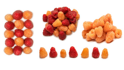 Tasty raspberries isolated on  white background.