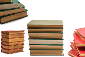 Old books isolated on white background.