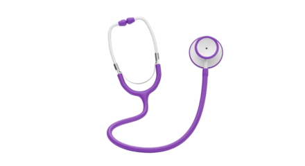 Purple Stethoscope with White and Silver Accents isolated on a transparent background medical