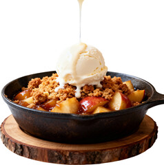 주철팬에담긴애플크럼블과바닐라아이스크림