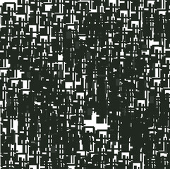 Dense texture with small cracks, geometric holes and cut pieces.