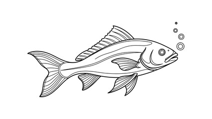 Cartoon fish vector illustration for marine, underwater, and ocean food, nature, and animal wildlife