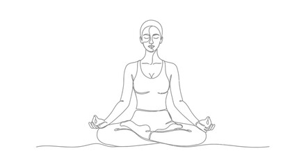 Minimalist Line Art of a Woman Meditating in Lotus Pose Peaceful Zen Practice