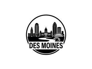 Fototapeta premium Des Moines city of United States skyline emblem with landmarks
