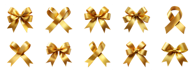 Collection of Golden ribbon isolated on transparent background