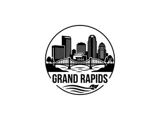 Fototapeta premium Grand Rapids city of United States skyline emblem with landmarks
