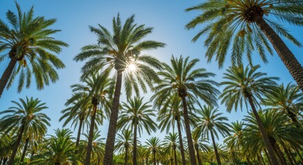 Fototapeta premium Palm Grove Under Bright Sunlight