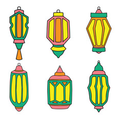Colorful Ramadan Lantern Collection in Flat Vector Style