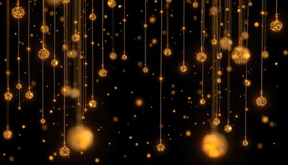 Gleaming golden orbs cascade in a celebratory, ethereal display perfect for festive occasions, anniversaries, and elegant event backdrops.