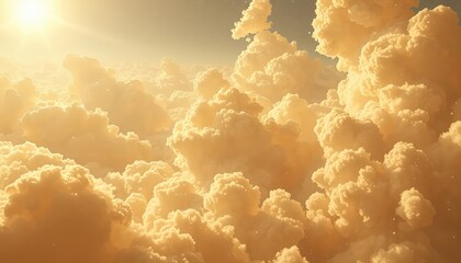 Golden light illuminates a sea of fluffy clouds, perfect for celestial, spiritual, and inspirational themes.