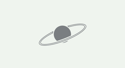 Minimalist graphic representation of a planet with rings orbiting a celestial body © Ahmad