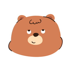A cute cartoon bear glancing upwards, hand-drawn.