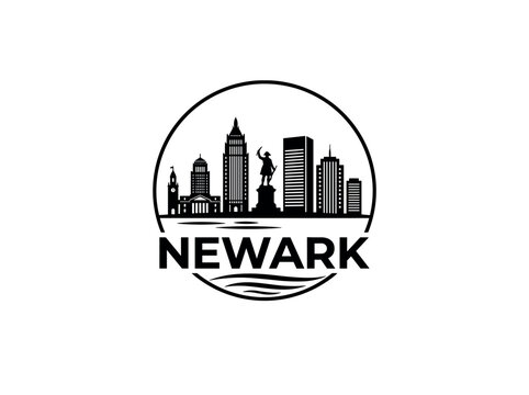 Newark city of United States skyline emblem with landmarks