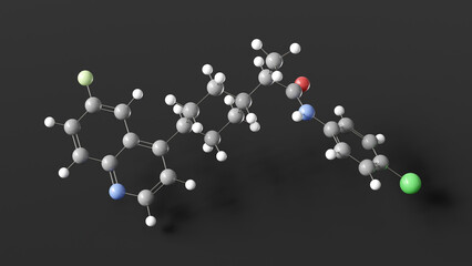 linrodostat molecule 3d, molecular structure, ball and stick model, structural chemical formula antineoplastic agent