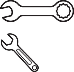 PrintTwo wrenches shown with measurement lines indicating size
