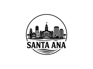 Fototapeta premium Santa Ana city of United States skyline emblem with landmarks