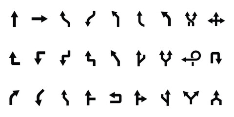 Naklejka premium Traffic direction arrow icon set