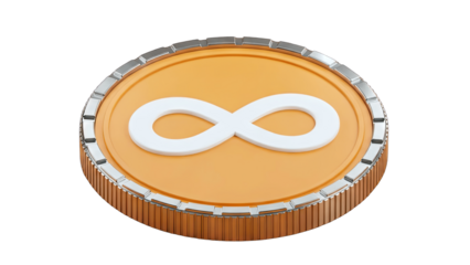 Infinity Coin Symbol on White Background