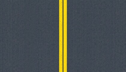 Asphalt surface with double yellow lines for directional guidance in planning, transportation, and progress presentations.