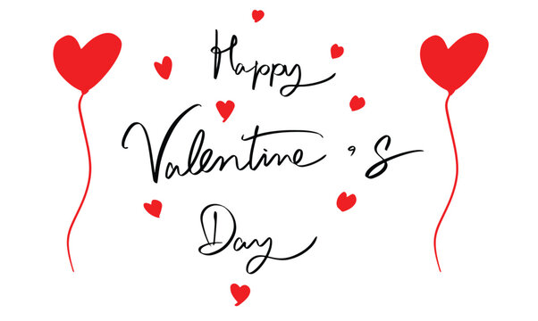 Happy valentine's day text font calligraphy hand written lettering script black color object icon love heart shape 14 fourteen february month happy valentine's day romantic wedding anniversary banner 