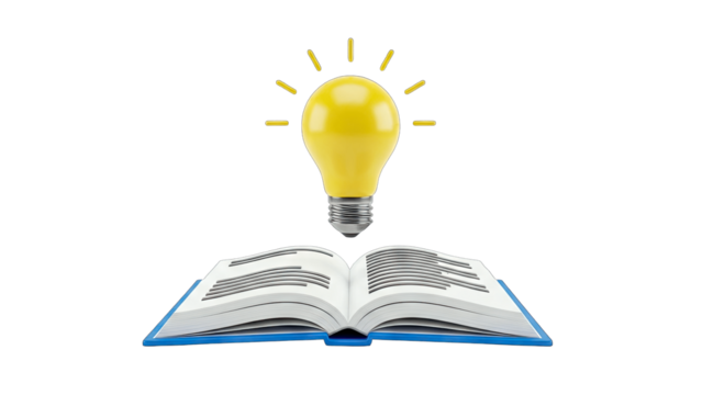 Lightbulb Illuminating Book: Idea Concept - Powered by Adobe