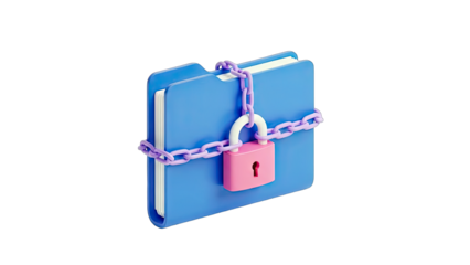 Locked Folder with Chain and Padlock - Data Security Concept