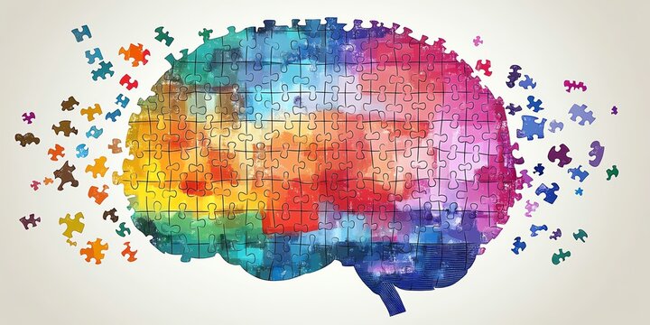 Abstract colorful brain puzzle