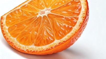 Close-up of a fresh and vibrant orange slice revealing juicy segments and bright citrus color
