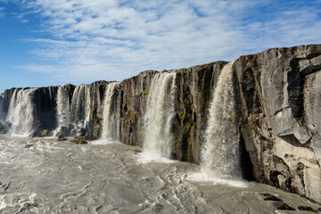 detail view of the majestic Selfoss Waterfall in northeastern Iceland