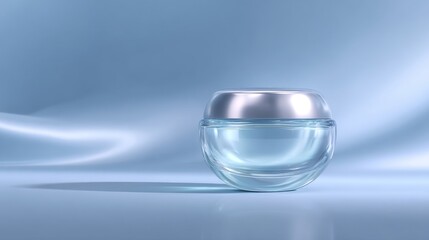 Showcasing elegant glass packaging for cosmetic product modern studio setting professional photography beauty focus