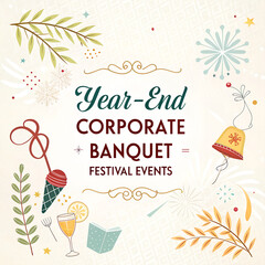 Year-End Corporate Gala, Holiday Office Banquet, Annual Company Celebration, Festive Business Party, Corporate Year-End Festivities
