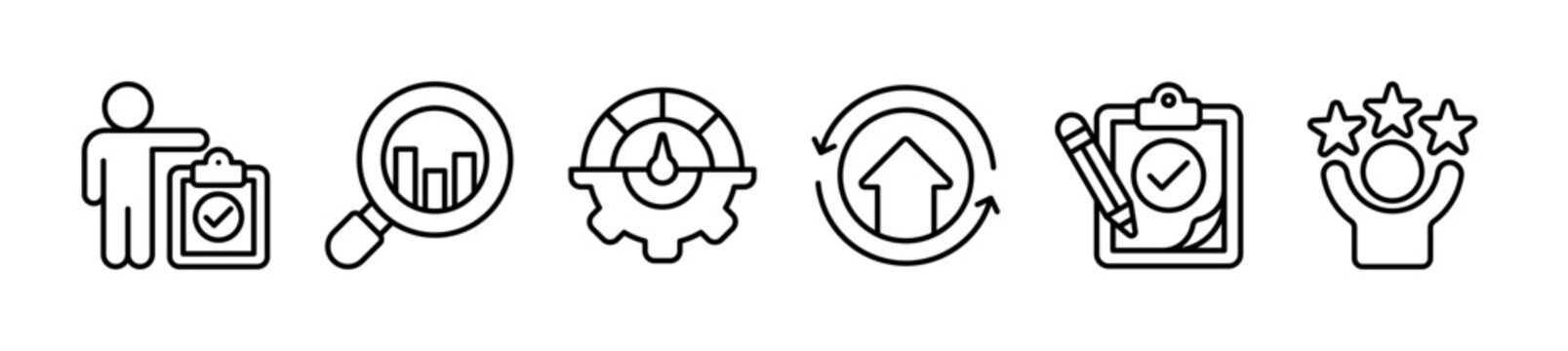 Evaluation banner concept. Assessment, analysis, performance, improvement, results and feedback vector illustration concept.