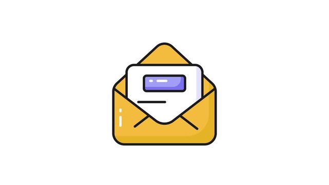 Document inside letter envelope showing letter concept vector animation
