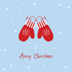 Merry Christmas Winter Card with Mittens