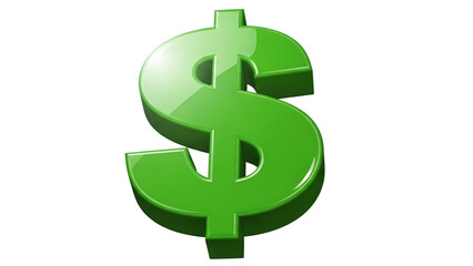 Obraz premium Green Dollar Sign Symbol Isolated on Transparent Background