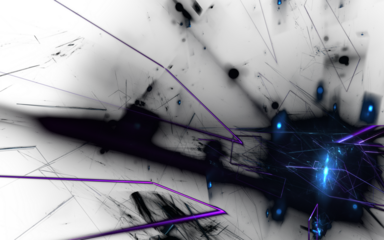 Futuristische dynamische Lichtstrahlen und geometrischen Formen in energievoll leuchtenden Farben, im digitalen Raum - Ausstrahlung von Energie und Bewegung, Technologie, Daten, Konzept, Wissenschaft