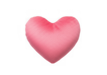 Pink plush heart pillow isolated