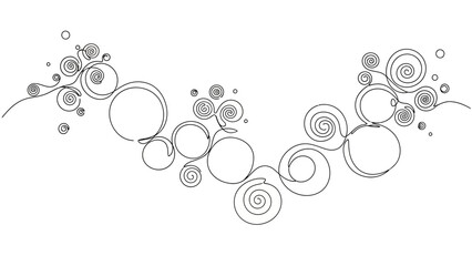 Abstract Black and White Swirls and Circles Decorative Border Design Minimalist