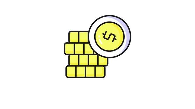 Check this carefully designed icon animation of money, dollar coin stack vector animation