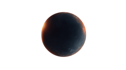 Dark Planet Sphere Isolated on Transparent Background, Realistic Cosmic Celestial Body with Dramatic Lighting, Sci-Fi Space Object 3D Render for Astronomy and Futuristic Design