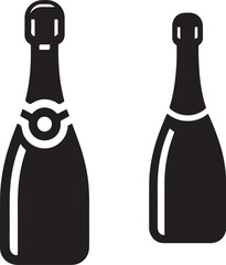 PrintTwo silhouette champagne bottles side by side