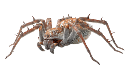 Realistic Spider Isolated on Transparent Background, Detailed Arachnid with Hairy Legs, High Quality 3D Render for Halloween, Science, Wildlife and Horror Concepts