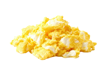 Scrambled eggs with bright yellow and white color appearance