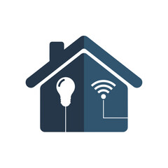 Smart Home Icon with Light Bulb and WiFi Signal