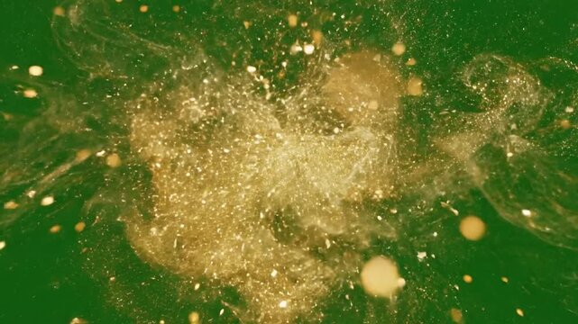 Shimmering dust devils spin around central axis with gold dust particles sparkling and effect green screen dust motes style featuring