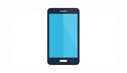 Flat Design Smartphone Illustration with Blank Blue Screen, Modern Mobile Phone Technology, Digital Communication Device