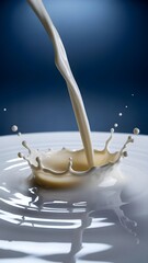 Realistic creamy milk splash crown formation