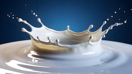 Realistic creamy milk splash crown formation