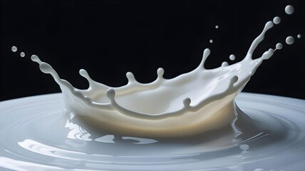Realistic creamy milk splash crown formation