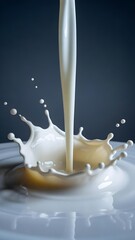 Realistic creamy milk splash crown formation